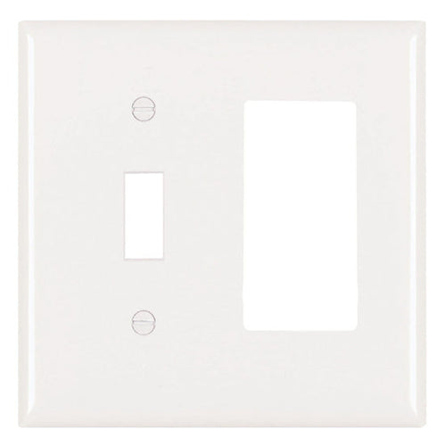 Pass & Seymour Trademaster Plate 2-Gang 1toggle 1 Decorator White