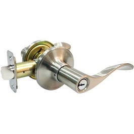 Reversible Bergamo Wave Entry Lever Lockset, Satin Nickel