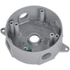 Round Outlet Box, Silver Gray, Weatherproof, Five 0.5-In. Holes