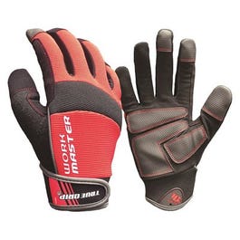 Work Master High-Performance Work Gloves, Touchscreen Compatible, Black & Red Microfiber Suede, Large