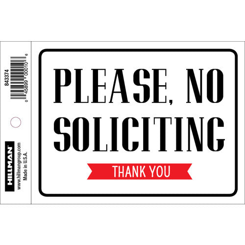 Hillman No Soliciting Sign