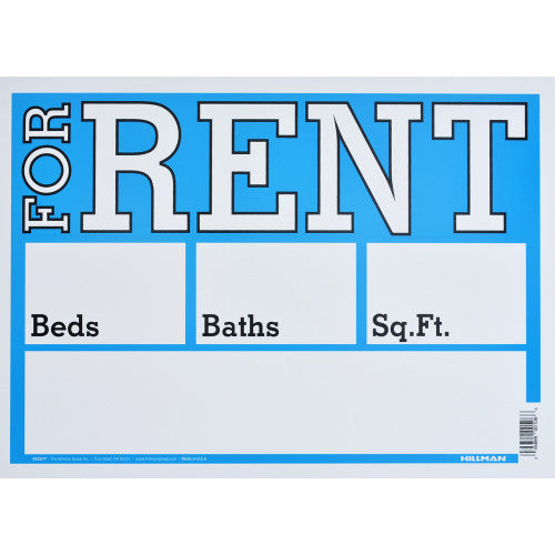 Hillman For Rent Sign Blue and White