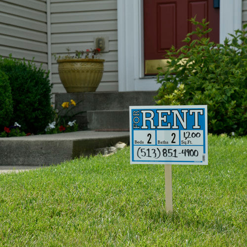 Hillman For Rent Sign Blue and White
