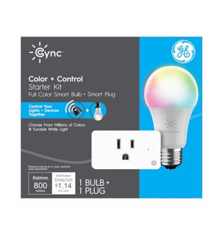 GE Cync Smart Bundle 9.5 Watt Light Bulb + Plug Full Color Tunable White