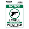 Hillman Adhesive Concealed Carry Permitted Sign