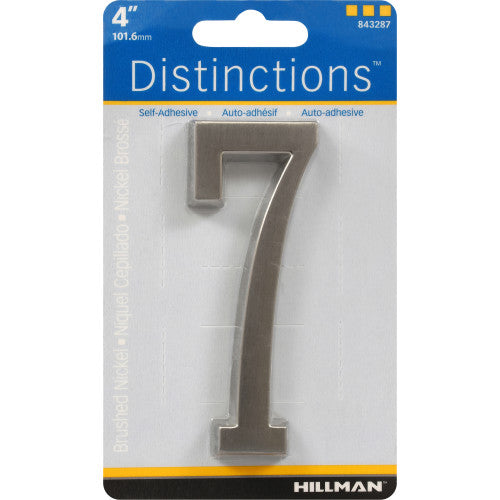 Hillman Distinctions Adhesive House Number 7 Nickel