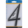Hillman Black & Silver Reflective Plastic House Number 4