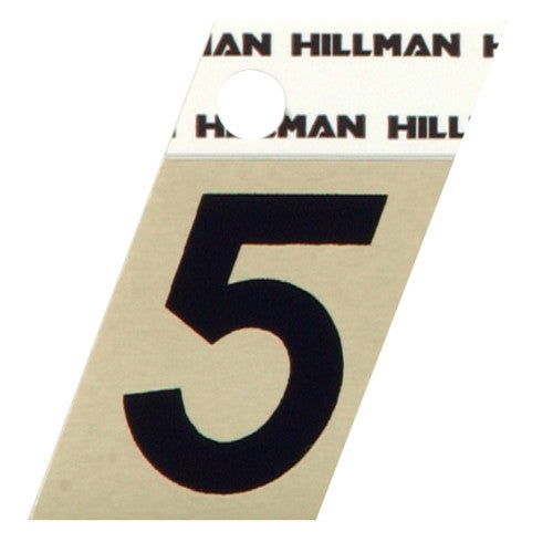 Hillman Adhesive Angle-Cut House Number 5 Black and Gold