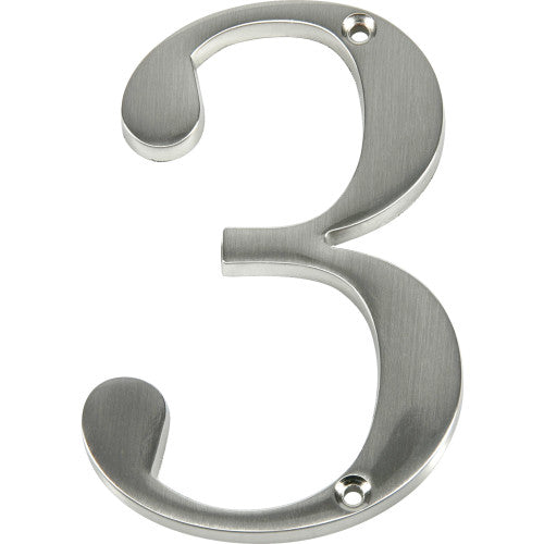 Hillman Distinctions Flush Mount House Number 3 Nickel