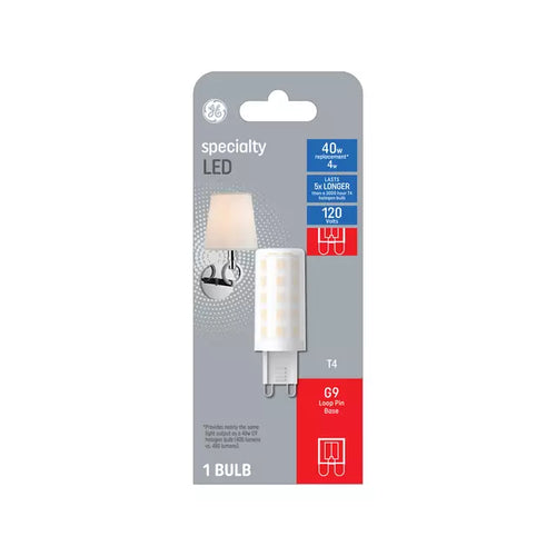 GE Specialty LED Light Bulb T4 Bulb 40 Watt Replacement G9 Loop Pin Base