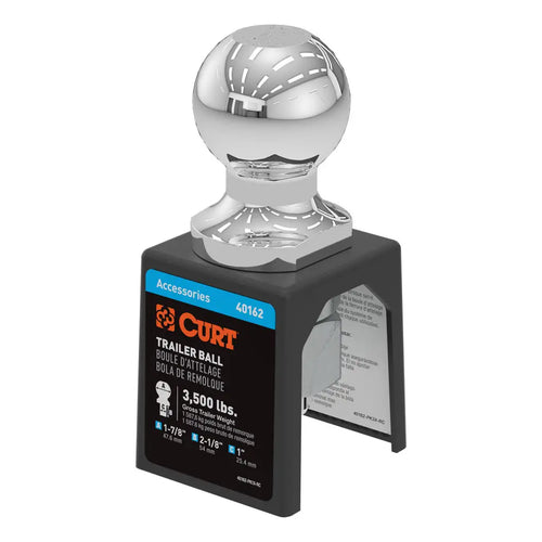 Curt 1-7/8 Trailer Ball (1 x 2-1/8 Shank, 3,500 lbs., Chrome, Packaged) #40162
