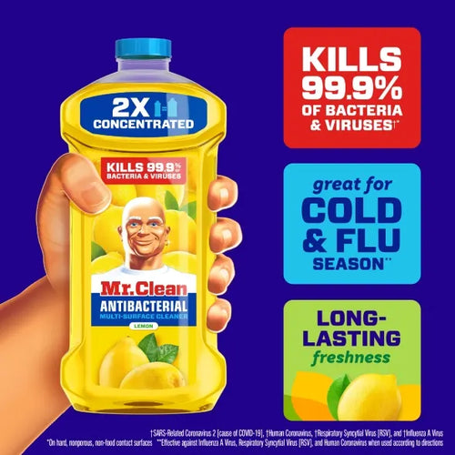Mr. Clean Antibacterial All Purpose Cleaner, Cleaning Liquid, Lemon