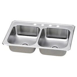 33 x 22 x 7-Inch Stainless-Steel Satin Double-Compartment Kitchen Sink